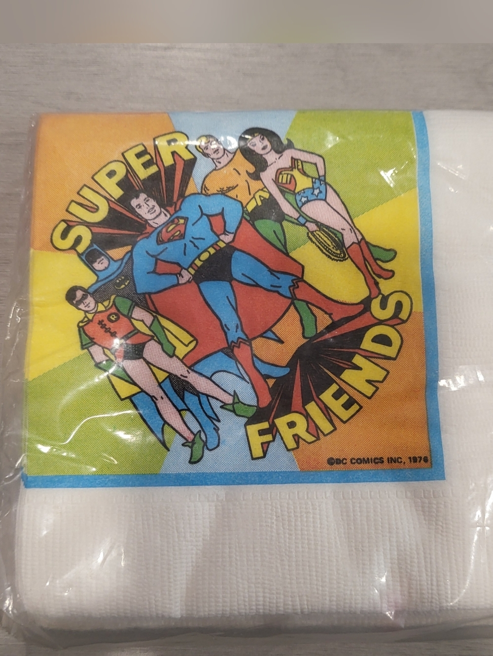Vintage DC Comics Super Friends Beverage Or Party Napkins